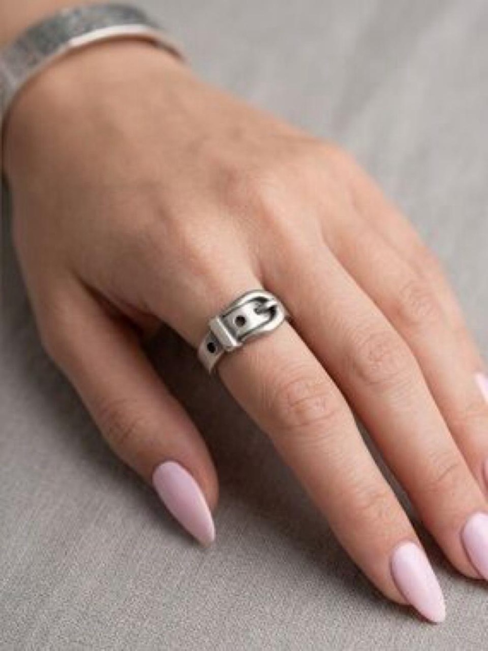 Sterling Silver Buckle Ring in Silver - Women's Fashion Jewelry size 7